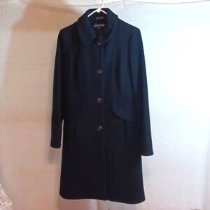 Ann Klien Womans Y2K 80 % Lambs Wool Black  Coat 20 % Cashmere Lining Sz  2